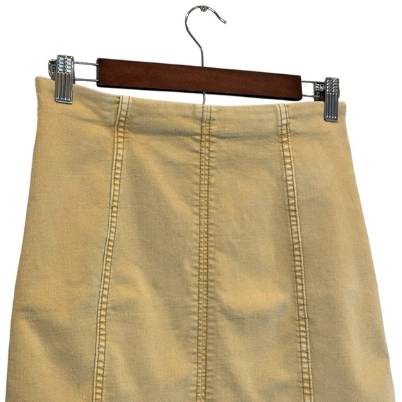 Free People Women’s Modern Femme Khaki Golden Denim Jean Short Mini Skirt Sz 10 - Picture 2 of 6
